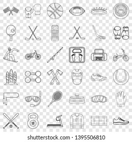 Stadium icons set. Outline style of 36 stadium vector icons for web for any design