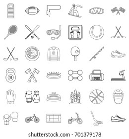 Stadium icons set. Outline style of 36 stadium vector icons for web isolated on white background