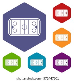 Stadium icons set rhombus in different colors isolated on white background