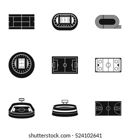 Stadium icons set. Simple illustration of 9 stadium vector icons for web