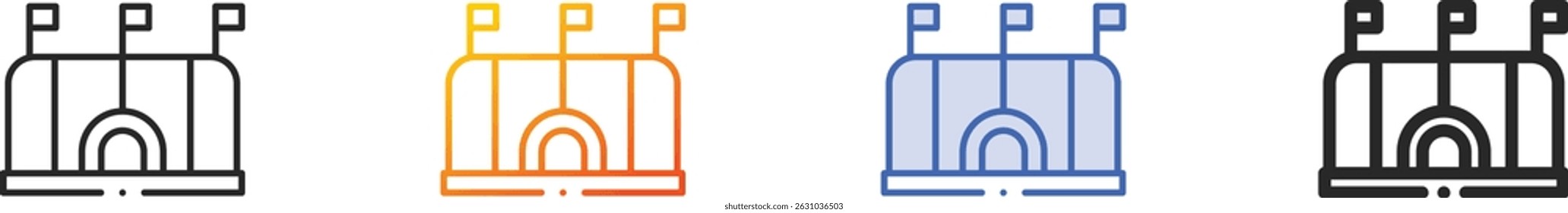 stadium icon.Thin Linear, Gradient, Blue Stroke and bold Style Design Isolated On White Background