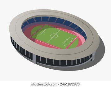 Stadion isometrische Zeichnung auf weißem Hintergrund. Vektorgrafik 3D-Darstellung