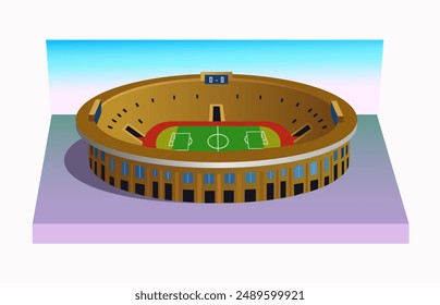Stadium isometric drawing on white background. Vector 3d illustration