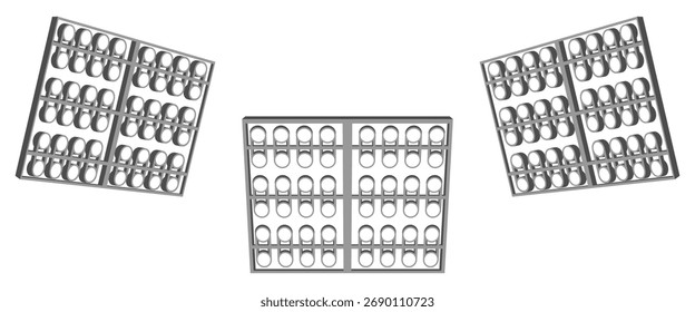 Vista frontal de la luz del estadio y Ilustración vectorial de vista lateral aislada sobre fondo blanco.