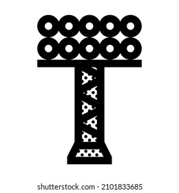 Stadium Light Tower. Icon Filled with Dots.