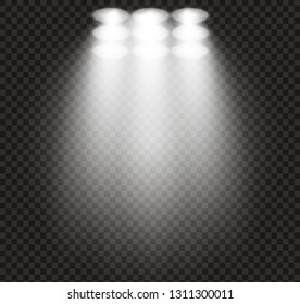 Stadium lights effect on a transparent background. Stock vector illustration.Vector blur in the light of radiance. Element of decor. Horizontal stellar rays and searchlight.