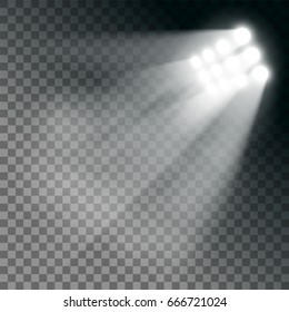 Stadium lights effect on a transparent background. Stock vector illustration.