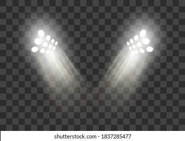 Stadium Lights Spot Effect On Transparent Background. EPS10 Vector