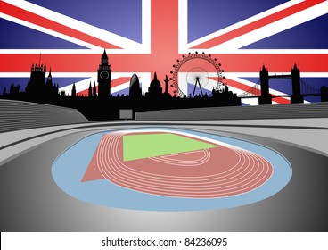 stadium and London skyline - vector