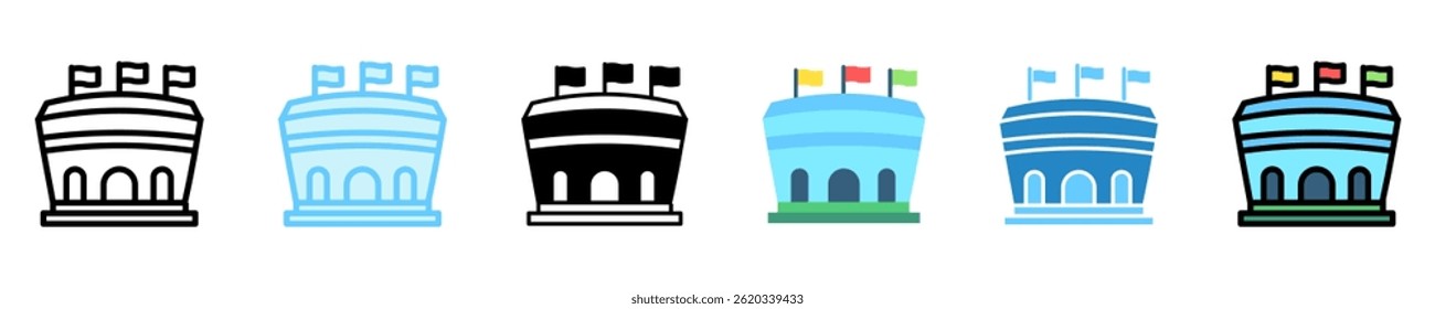 Stadium multi style, mini illustration icon. use for modern concept, print, UI, UX kit, web and app development. Vector EPS 10, related to entertainment, festival, funfair and hobbies
