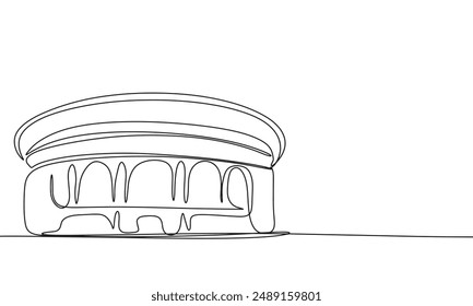 Stadium one line continuous. Line art stadium building. Hand drawn vector art.