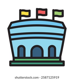 Stadium outline color, mini illustration icon. use for modern concept, print, UI, UX kit, web and app development. Vector EPS 10, related to entertainment, festival, funfair and hobbies.