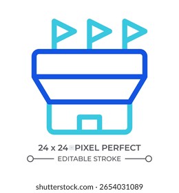 Stadium outside colorful line ui icon. Championship arena, competition. Building, architecture. Football tournament. Isolated vector duotone linear symbol. User interface element, pixel perfect