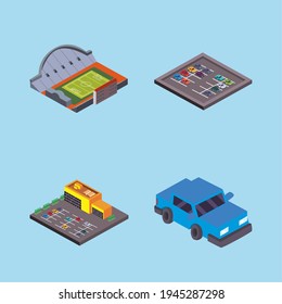stadium parking lot symbol set