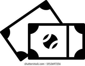 Stadium Pass Voucher Vector Glyph Icon Design, Base ball Symbol on white background, bat and ball game Sign, Sports equipment Stock, Match Ticket Concept, 