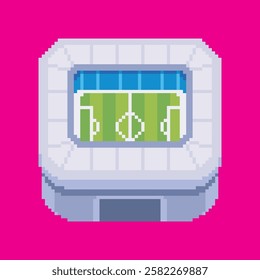 stadium pixel art, vector illustration on isolated background.