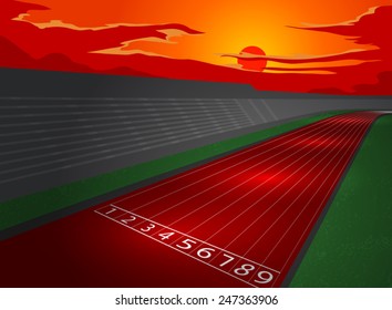 Stadium and racetrack in dusk,sport vector background