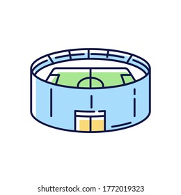 Stadium RGB Color Icon. Round Sporting Arena For Baseball Championship. Competition Match. Soccer Club. Basketball League Game. Play Public Semi Final Match. Isolated Vector Illustration