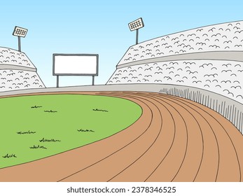 Stadium running track sport graphic color sketch illustration vector 