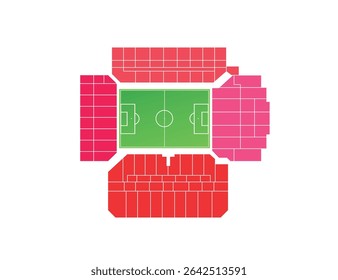 Stadium scheme. Football stadium map. Vector education art illustration