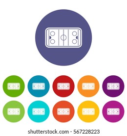 Stadium set icons in different colors isolated on white background