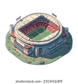 stadium soccer field scene icon isolated