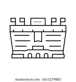 stadium soccer line icon vector. stadium soccer sign. isolated contour symbol black illustration