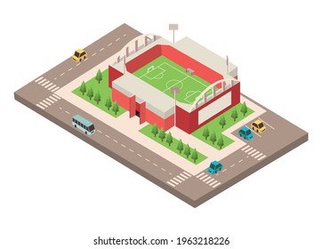 stadium soccer with road isometric