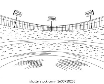 Stadium sport graphic black white landscape sketch illustration vector