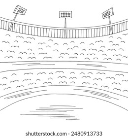 Stadium sport graphic black white landscape sketch illustration vector 