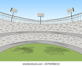 Stadium sport graphic color landscape sketch illustration vector