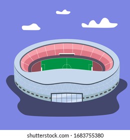 Stadium for sporting events. Architecture of public places, vector illustration