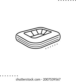 stadium, a sports arena with tiers of seats for spectators, vector small graphic in outline