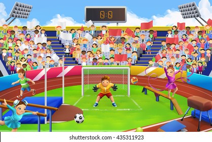 Stadium, sports arena vector background