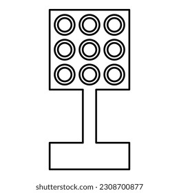 Stadium spotlight floodlight tower bright light contour outline line icon black color vector illustration image thin flat style