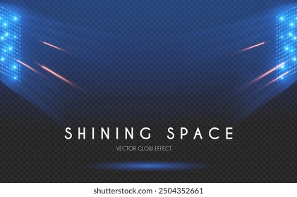 Stadium and spotlight transparent light effect. Soccer and sports design