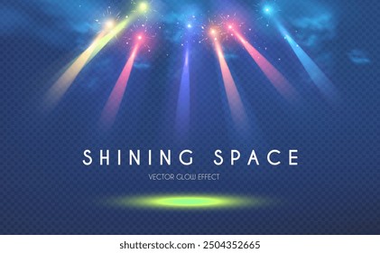 Stadium and spotlight transparent light effect. Soccer and sports design