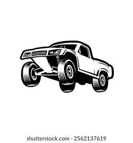 Stadium Super Truck Jump Monochrome Silhouette Vector Icon Art Illustration