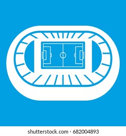 Stadium top view icon white isolated on blue background vector illustration