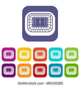 Stadium top view icons set