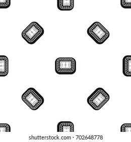 Stadium top view pattern repeat seamless in black color for any design. Vector geometric illustration