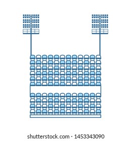 Stadium Tribune With Seats And Light Mast Icon. Thin Line With Blue Fill Design. Vector Illustration.