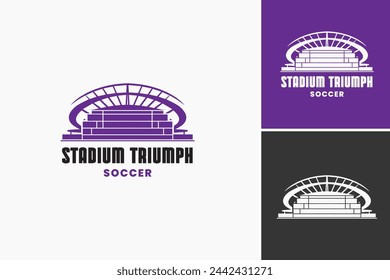 Stadium Triumph Soccer logo design template, suitable for sports events, soccer games, game play announcements, sports articles, and sports themed designs.