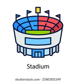 stadium vector icon design illustration, filled line style