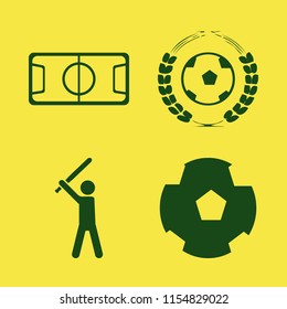 stadium vector icons set. with football ball, baseball player, football stadium and football game in set