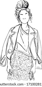 
stafage. stylish model .graphics. vector drawing