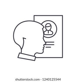 Staff analysis line icon concept. Staff analysis vector linear illustration, symbol, sign