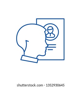 Staff analysis line icon concept. Staff analysis flat  vector symbol, sign, outline illustration.