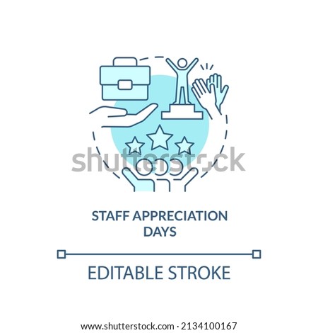 Staff appreciation days turquoise concept icon. HR organizing skills abstract idea thin line illustration. Isolated outline drawing. Editable stroke. Arial, Myriad Pro-Bold fonts used
