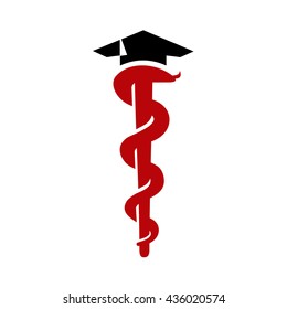 The staff of Asclepius and Cap Graduate